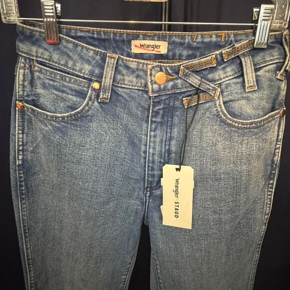 Wrangler x Staud Cropped Flare Jeans Indigo NWT - Picture 8 of 8